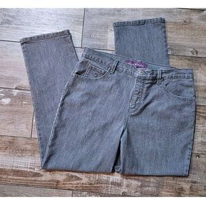 Gloria Vanderbilt Gray Wash Stretch Denim AMANDA Tapered Leg Style Size 12